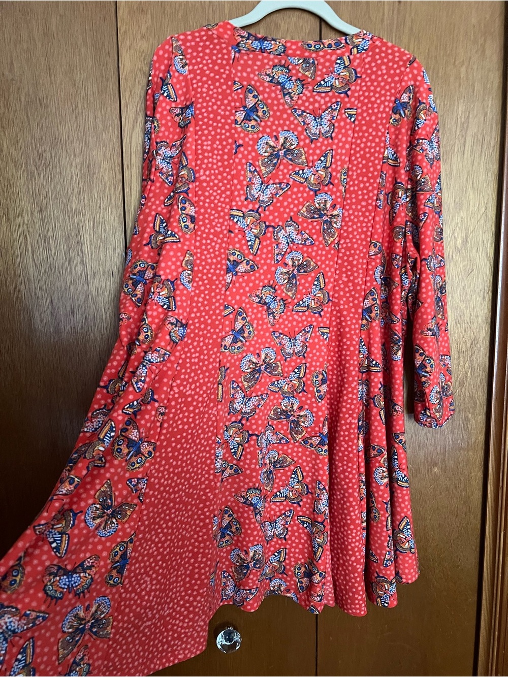 Attitudes by Renee Orange Butterfly Print V-neck Tunic - Picture 7 of 13